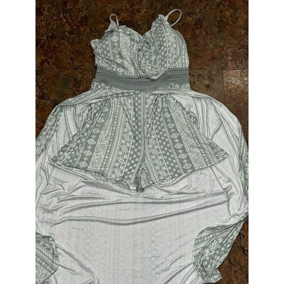 No Boundaries Juniors Ruffle Walk Through Maxi Romper Size XXL Jade Delight NWT - Picture 5 of 6